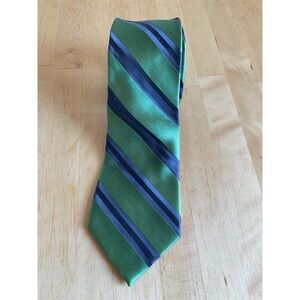 Express Design Studio Mens Silk Necktie Green Navy Blue Striped Classic Tie